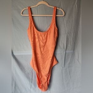 No Boundaries One Piece Swimsuit Juniors Cheeky, Size Xl (16-18) CORAL/PEACH